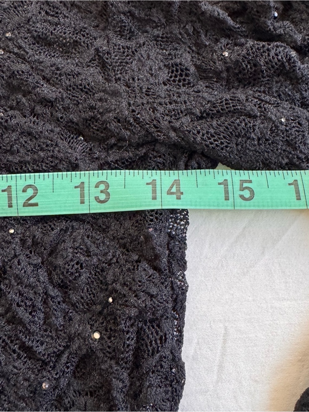 Sexy black lace long sleeve mock neck top with rhinestones - Picture 5 of 7
